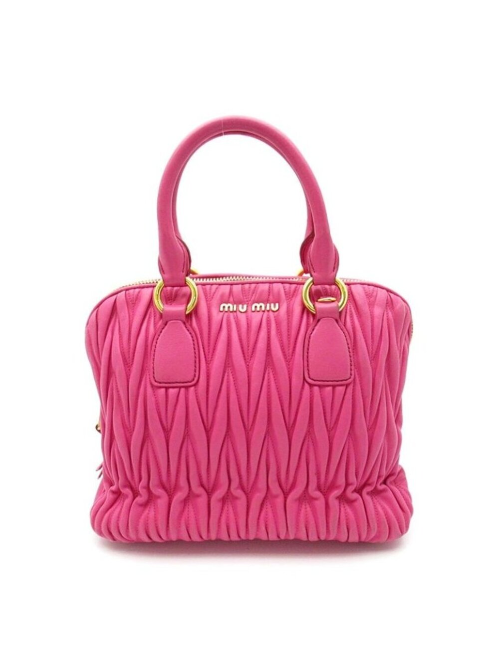 Miu Miu Matelasse 2-Way Bag Lambskin Handbag Pink